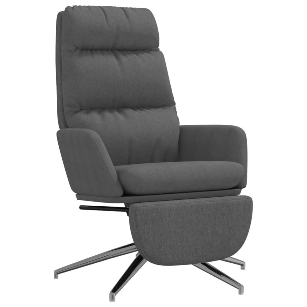 Atpūtas krēsls ar kāju balstu, tumši pelēkā krāsā, audums cena un informācija | Atpūtas krēsli | 220.lv
