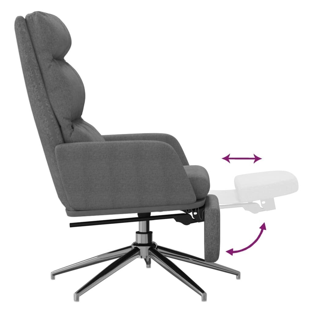 Atpūtas krēsls ar kāju balstu, gaiši pelēkā krāsā, audums cena un informācija | Atpūtas krēsli | 220.lv
