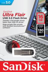 Sandisk Ultra Flair USB Flash Drive 3.0, 16GB, USB 3.0 цена и информация | USB накопители | 220.lv