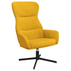 Atpūtas krēsls ar kāju krēslu, dzeltens, audums cena un informācija | Atpūtas krēsli | 220.lv