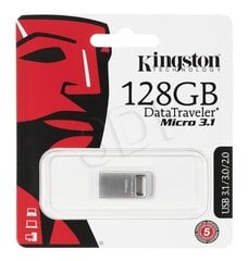 Металлический сверхкомпактный флеш-накопитель KINGSTON 128GB DTMicro USB 3.1 / 3.0 Type-A цена и информация | USB накопители | 220.lv