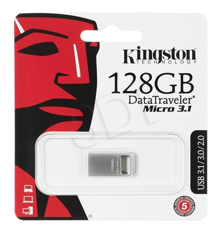 KINGSTON 128GB DTMicro USB 3.1/3.0 Type-A metal ultra-compact flash drive cena un informācija | USB Atmiņas kartes | 220.lv