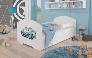 Кровать ADRK Furniture Pepe Barrier Police Car Pepe Barrier, 140x70 см, белая цена и информация | Детские кровати | 220.lv