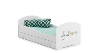 Gulta ADRK Furniture Pepe Dinosaurs, 140x70 cm, balta cena un informācija | Bērnu gultas | 220.lv