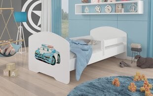 Кровать ADRK Furniture Pepe Barrier Police Car, 140x70 см, белая цена и информация | Детские кровати | 220.lv