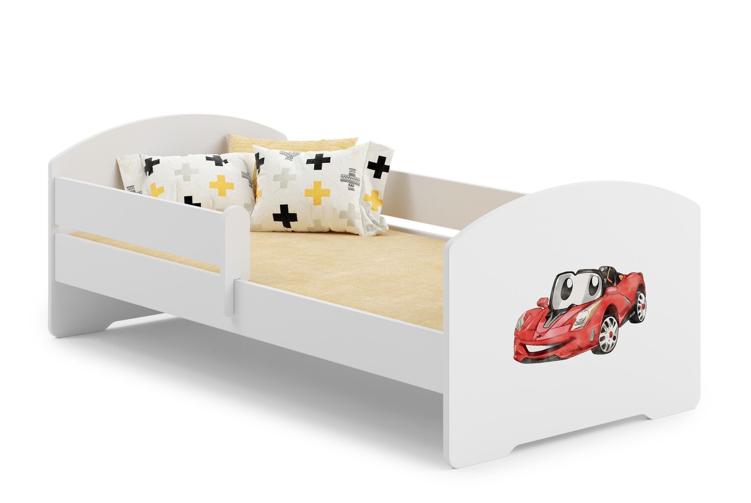 Gulta ADRK Furniture Pepe Barrier Red Car, 140x70 cm, balta цена и информация | Bērnu gultas | 220.lv