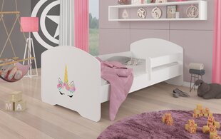 Gulta ADRK Furniture Pepe Barrier Unicorn, 140x70 cm, balta cena un informācija | Bērnu gultas | 220.lv