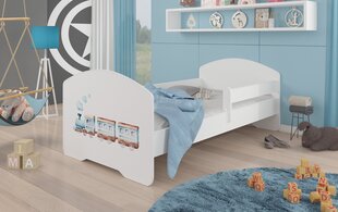 Кровать ADRK Furniture Pepe Barrier Railway, 160x80 см, белая цена и информация | Детские кровати | 220.lv