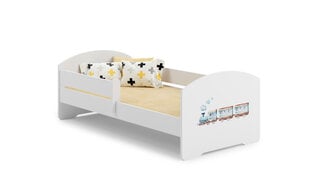 Gulta ADRK Furniture Pepe Barrier Railway, 160x80 cm, balta cena un informācija | Bērnu gultas | 220.lv
