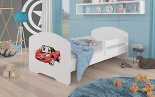Gulta ADRK Furniture Pepe Barrier Red Car, 160x80 cm, balta cena un informācija | Bērnu gultas | 220.lv