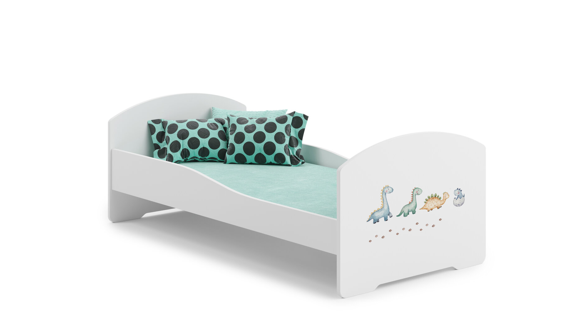 Gultas ADRK Furniture Pepe Barrier Dinosaurs, 160x80 cm, balta цена и информация | Bērnu gultas | 220.lv