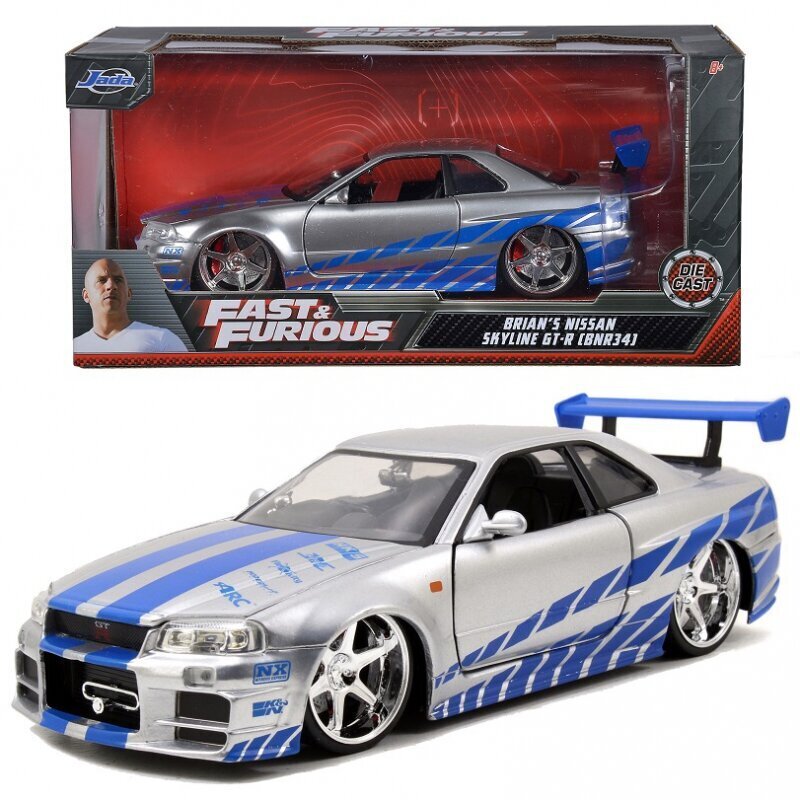 Automašīna Ātrs un bez žēlastības Briano Nissan Skyline GTR 1:24 cena un informācija | Rotaļlietas zēniem | 220.lv