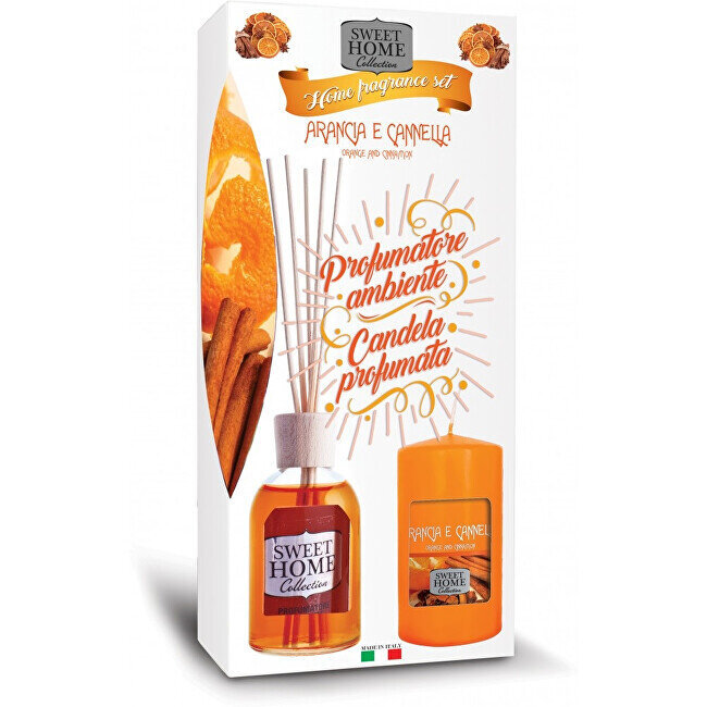 Sweet Home Collection Dāvanu komplekts Apelsīnu un kanēļa difuzors + svece cena un informācija | Mājas aromāti | 220.lv