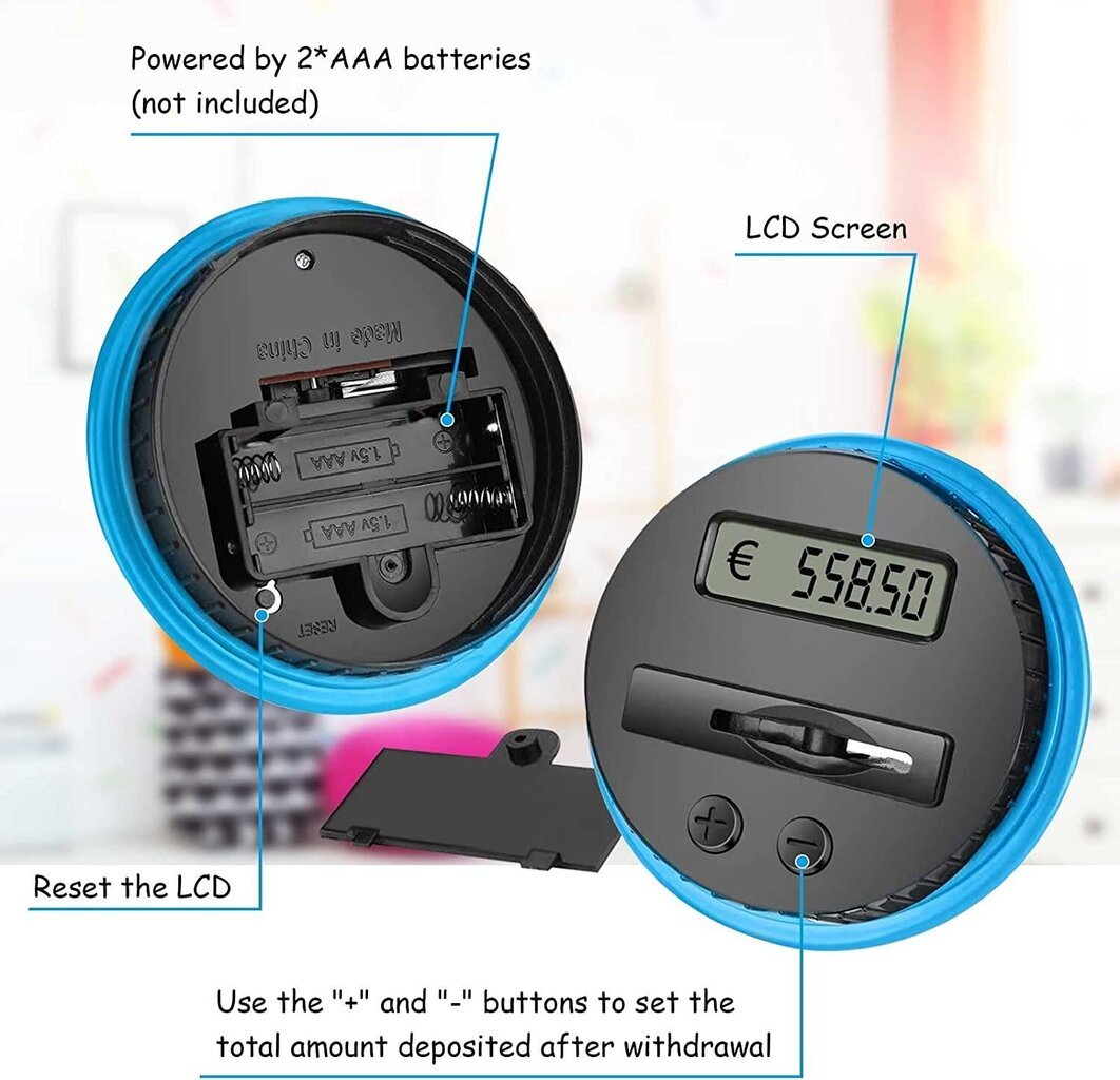 Digitāla krājkasīte, kas skaita naudu, tikai EURO monētām, Magicso cena un informācija | Oriģinālas krājkasītes | 220.lv