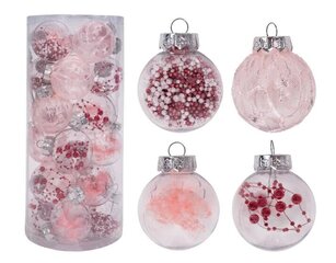 Ziemassvētku eglīšu bumbulīši rozā 24gab cena un informācija | Ziemassvētku dekorācijas | 220.lv