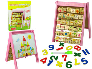 Mācību tāfele meitenēm Lean Toys 2in1, koka cena un informācija | Rotaļlietas meitenēm | 220.lv
