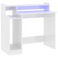 Rakstāmgalds ar LED apgaismojumu, balts, 97x90x45cm, koka cena un informācija | Datorgaldi, rakstāmgaldi, biroja galdi | 220.lv
