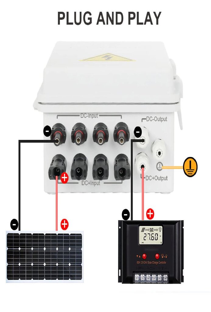 Saules paneļa sadales kārba 4 in 1 no 1000V PV DC mājsaimniecības sadalei, pilns komplekts cena un informācija | Saules paneļi, komponentes | 220.lv