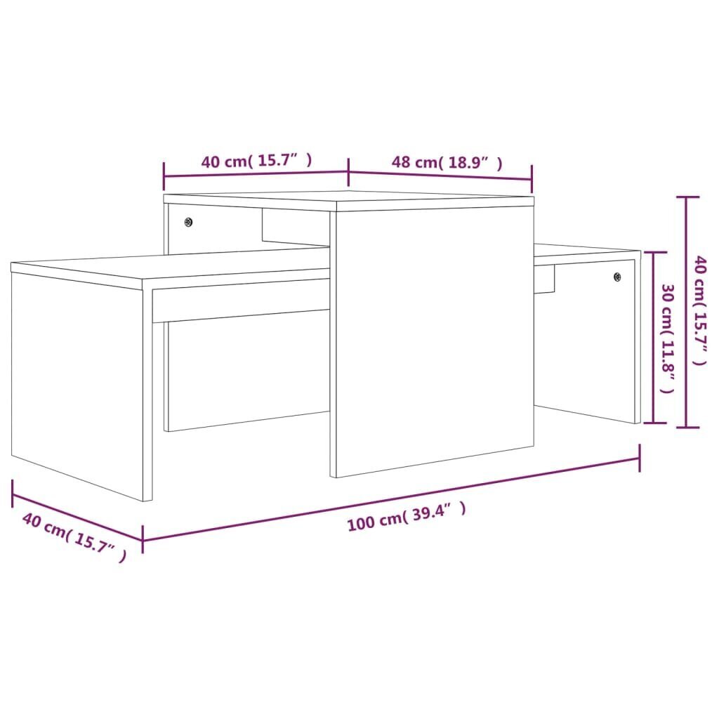 vidaXL kafijas galdiņu komplekts, ozolkoka krāsa, 100x48x40 cm cena un informācija | Žurnālgaldiņi | 220.lv