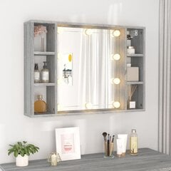 Spoguļskapis ar LED apgaismojumu, pelēks ozols, 76x15x55cm cena un informācija | Vannas istabas skapīši | 220.lv