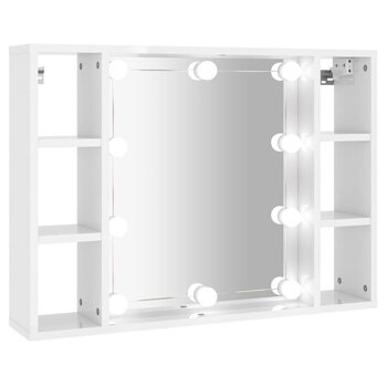 Spoguļskapis ar LED, balts, 76x15x55cm, glancēts cena un informācija | Vannas istabas skapīši | 220.lv