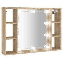 Spoguļskapis ar LED apgaismojumu, ozols, 76x15x55cm цена и информация | Шкафчики для ванной | 220.lv