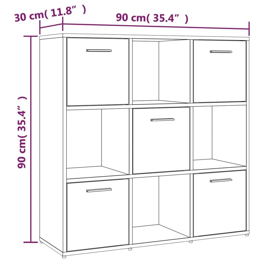 Grāmatu skapis, brūns ozols, 90x30x90cm, apstrādāts koks cena un informācija | Plaukti | 220.lv