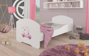 Кровать ADRK Furniture Pepe Barrier Cat in a Car, 160х80 см, белая цена и информация | Детские кровати | 220.lv