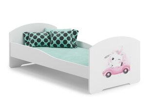 Gulta ADRK Furniture Pepe Barrier Cat in a Car, 160x80 cm, balta cena un informācija | Bērnu gultas | 220.lv
