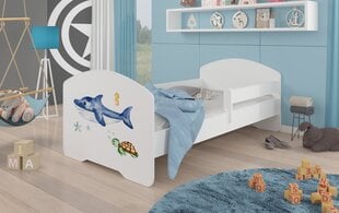 Кровать ADRK Furniture Pepe Barrier Sea Animals, 140x70 см, белая цена и информация | Детские кровати | 220.lv