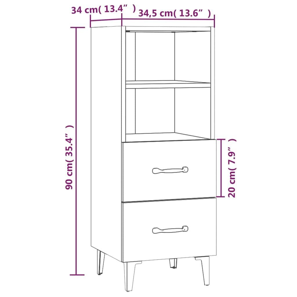 vidaXL kumode, ozolkoka krāsa, 34,5x34x90 cm, inženierijas koks cena un informācija | Skapīši viesistabai | 220.lv