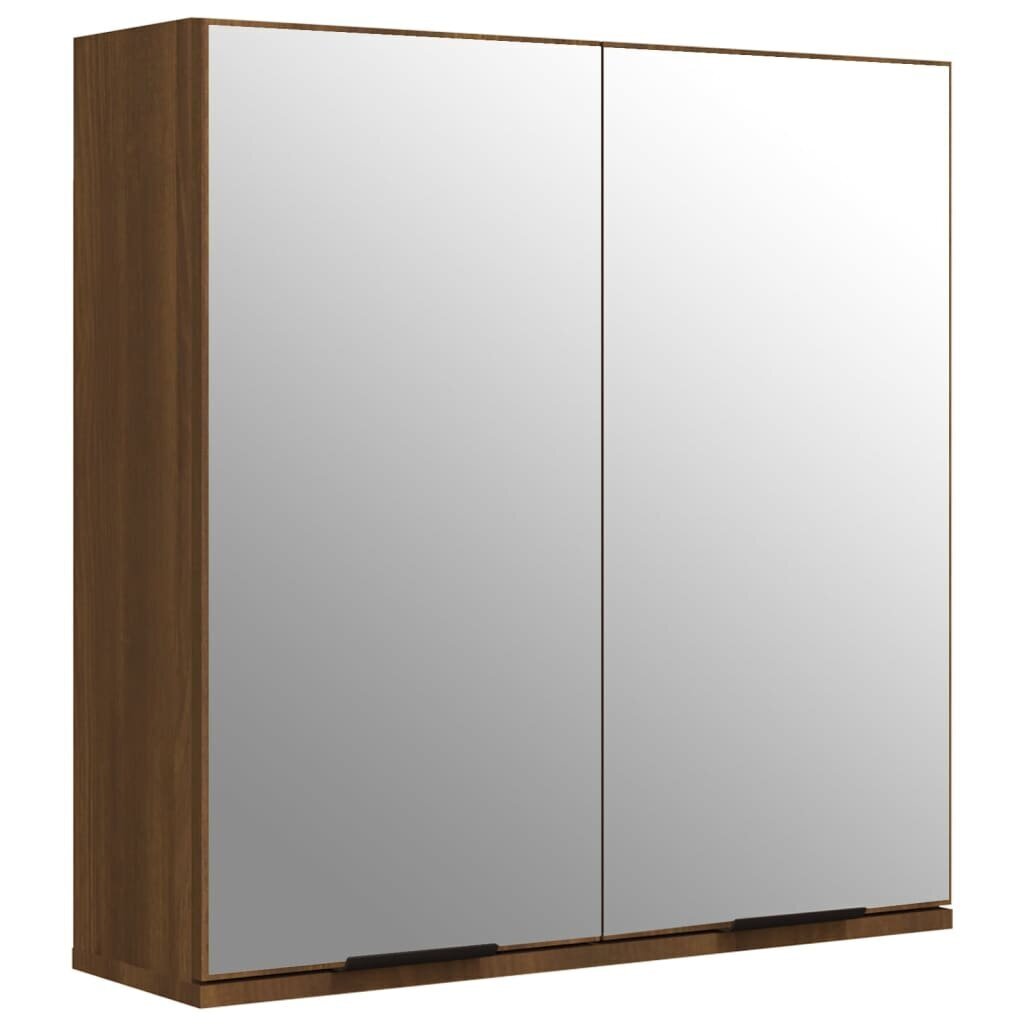 Spoguļa vannas istabas skapis, brūnā ozola krāsā, 64x20x67cm cena un informācija | Vannas istabas skapīši | 220.lv