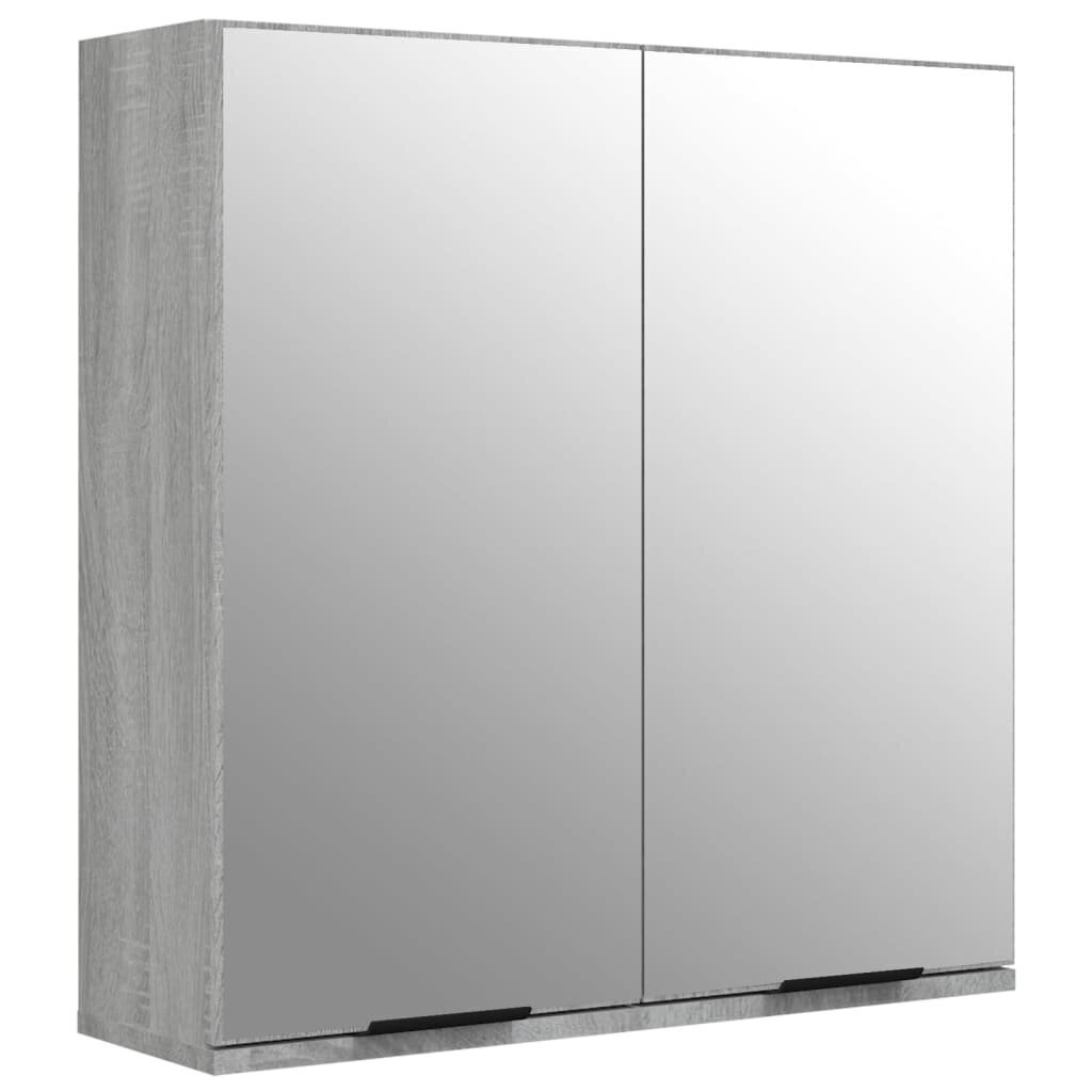 Spoguļa vannas istabas skapis, pelēkā ozola krāsā, 64x20x67cm cena un informācija | Vannas istabas skapīši | 220.lv