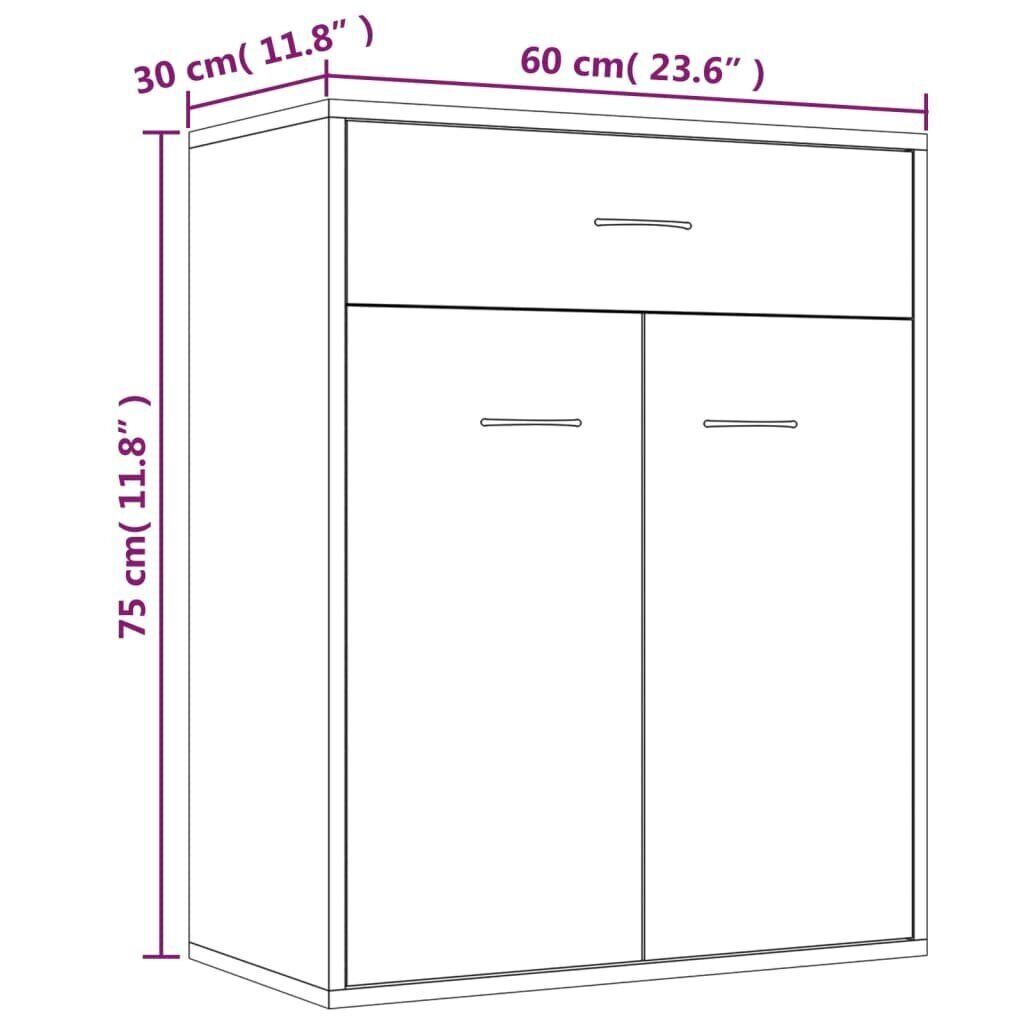 vidaXL kumode, ozolkoka krāsa, 60x30x75 cm, inženierijas koks cena un informācija | Skapīši viesistabai | 220.lv