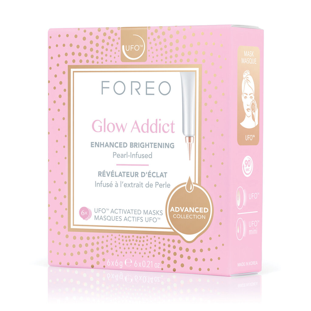 Attīroša sejas maska Foreo Glow Addict, 6 gab. цена и информация | Sejas maskas, acu maskas | 220.lv