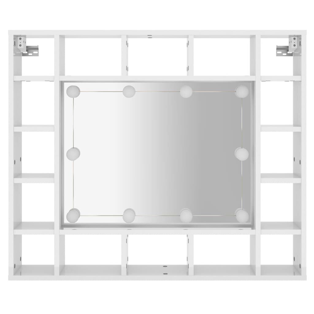 Spoguļskapis ar LED, balts, 91x15x76,5cm, spīdīgs cena un informācija | Vannas istabas skapīši | 220.lv