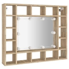 Spoguļskapis ar LED apgaismojumu, ozols, 91x15x76,5cm цена и информация | Шкафчики для ванной | 220.lv