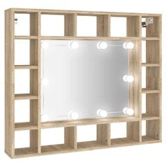 Spoguļskapis ar LED apgaismojumu, ozols, 91x15x76,5cm цена и информация | Шкафчики для ванной | 220.lv