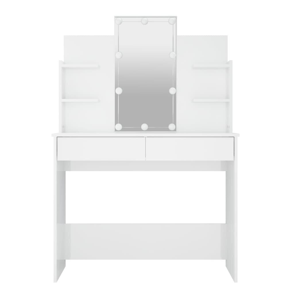Tualetes galdiņš ar led, balts, 96x40x142cm, glancēts cena un informācija | Kosmētikas galdiņi | 220.lv