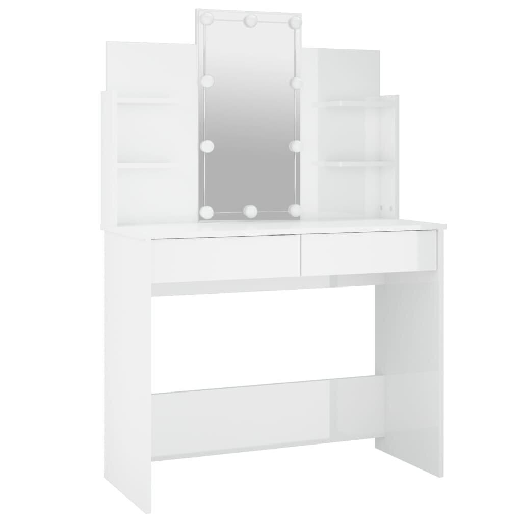Tualetes galdiņš ar led, balts, 96x40x142cm, glancēts cena un informācija | Kosmētikas galdiņi | 220.lv