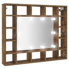 Spoguļskapis ar LED apgaismojumu, ozols, 91x15x76,5cm цена и информация | Шкафчики для ванной | 220.lv