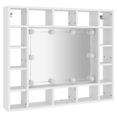 Spoguļskapis ar LED apgaismojumu, balts, 91x15x76,5cm цена и информация | Шкафчики для ванной | 220.lv