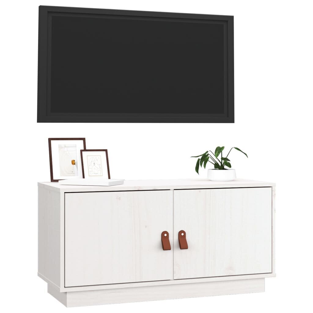 TV skapis, balts, 80x34x40cm, priedes masīvkoks cena un informācija | TV galdiņi | 220.lv