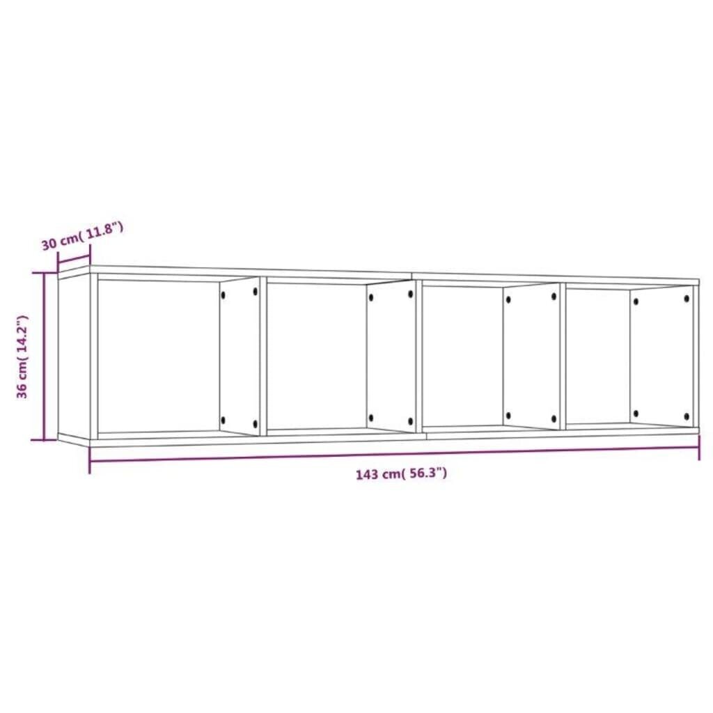 Grāmatu/TV skapis, brūns, 143x30x36cm, koka cena un informācija | Plaukti | 220.lv