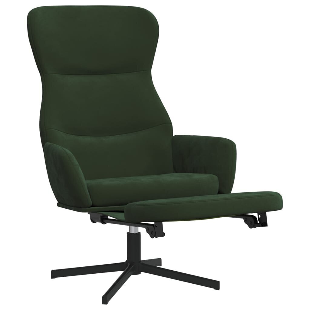 Atpūtas krēsls ar kāju balstu, tumši zaļš, samts cena un informācija | Atpūtas krēsli | 220.lv