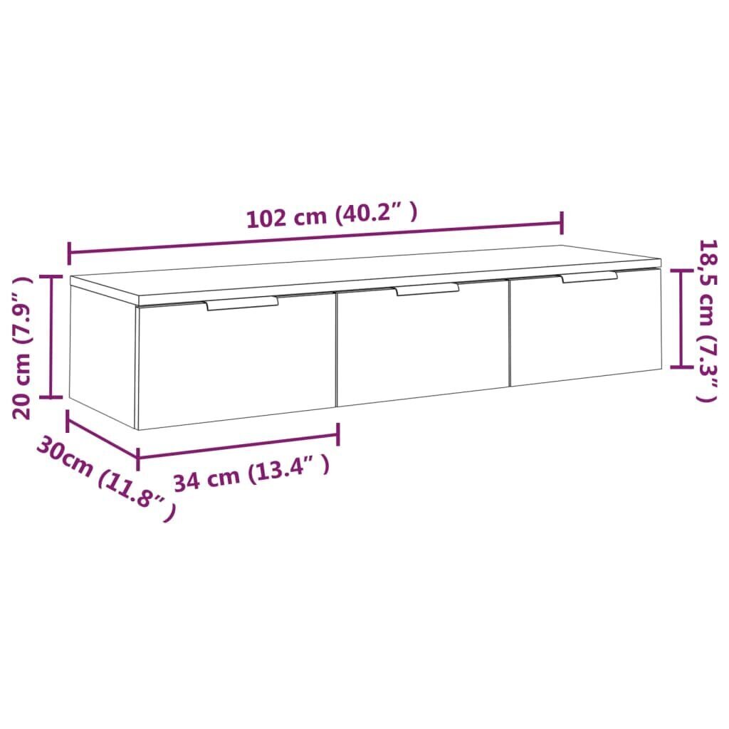 Sienas skapis, ozols, 102x30x20cm, apstrādāts koks цена и информация | TV galdiņi | 220.lv
