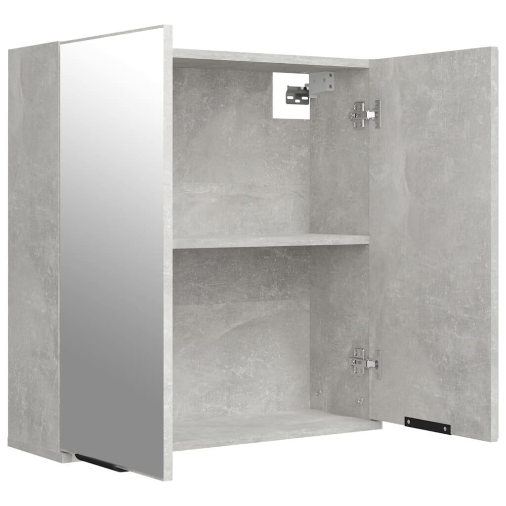 Spoguļa vannas istabas skapis, betona pelēkā krāsā, 64x20x67cm cena un informācija | Vannas istabas skapīši | 220.lv