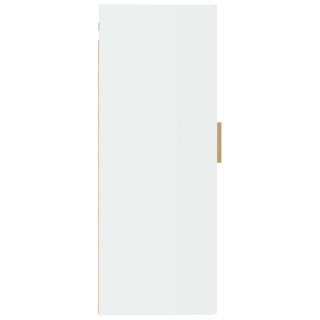 Sienas skapis, balts, 35x34x90cm, apstrādāts koks, glancēts cena un informācija | Skapīši viesistabai | 220.lv