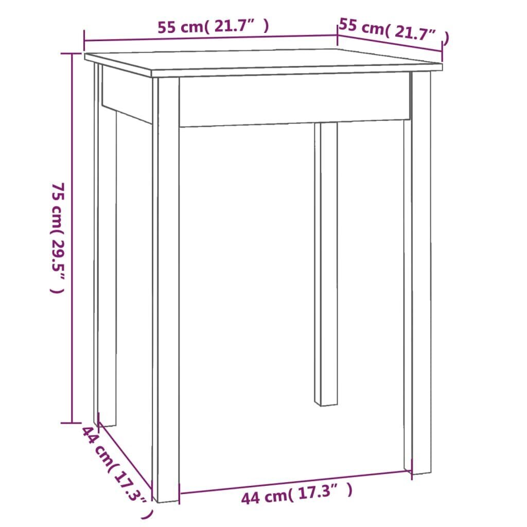 Ēdamistabas galds, balts, 55x55x75cm, priedes masīvkoks цена и информация | Virtuves galdi, ēdamgaldi | 220.lv