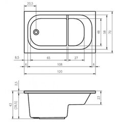 Ванна RIHO Petit 120x70 см цена и информация | Для ванны | 220.lv